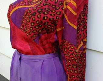 Vintage Animal Print Blouse Size 6