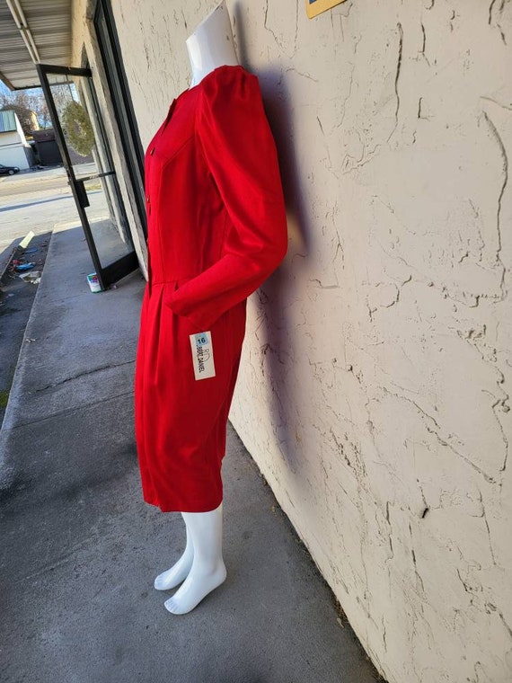 Vintage Deadstock Red Secretary Dress Size 16 - image 3