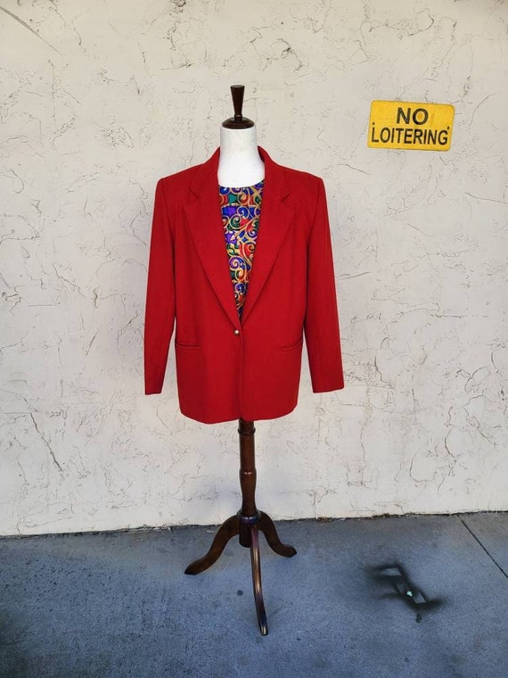 Vintage Worthington Red Wool Blend Blazer Size 12