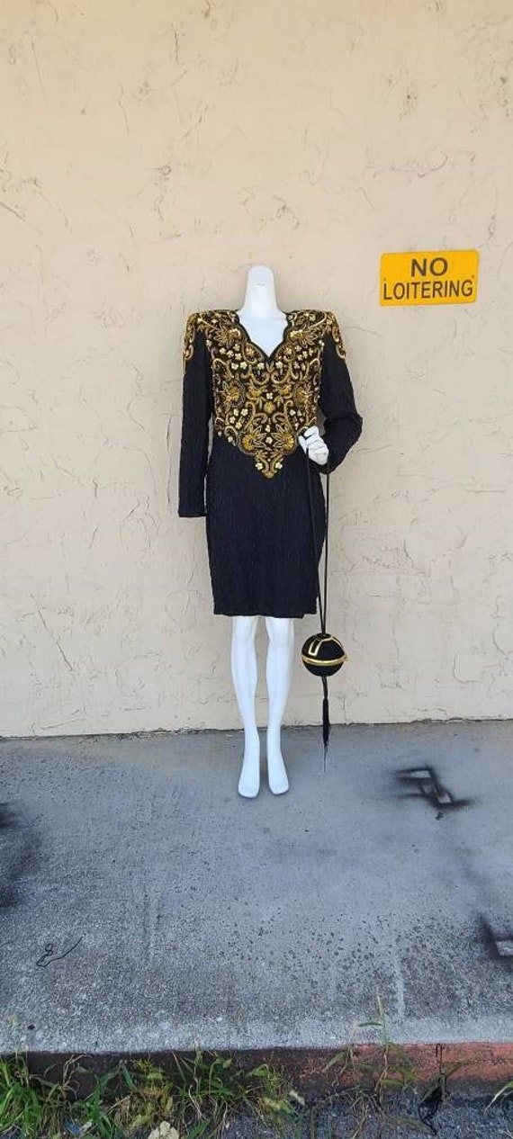 Vintage Long Sleeved Sequin Dress Laurence Kazar B