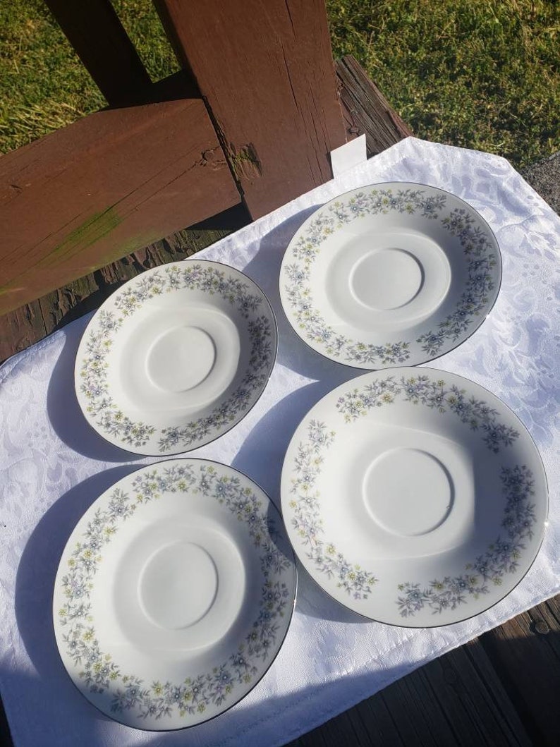Vintage Fine China Saucers 80s Dynasty Elegance Pattern Set of Etsy