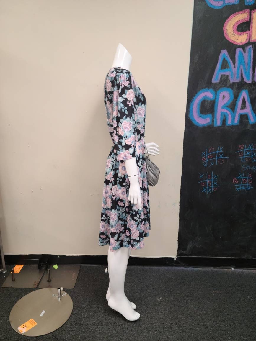 Vintage Pastel Floral Print Dress