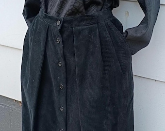 Vintage Black Corduroy Skirt Size 14
