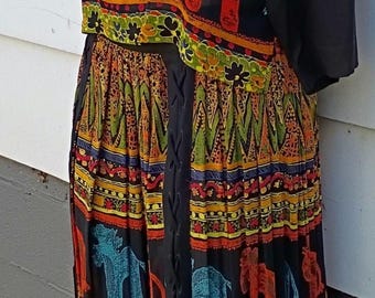 Vintage Mixed Print Skirt Set