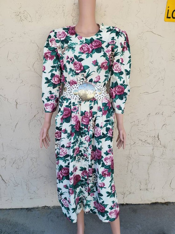 Vintage Romantic Floral Print Dress Size 12