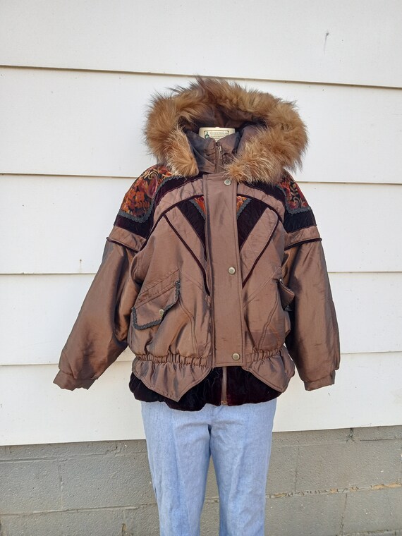Vintage Metallic Brown Puffer Jacket Size Large