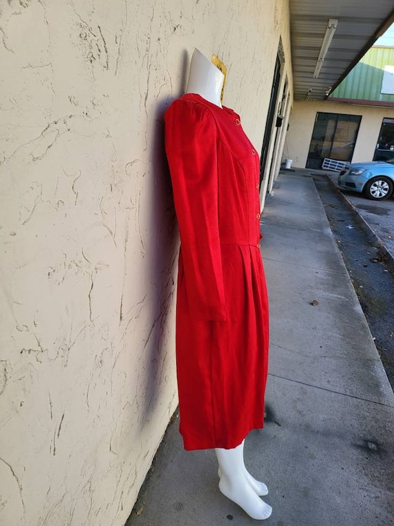 Vintage Deadstock Red Secretary Dress Size 16 - image 4