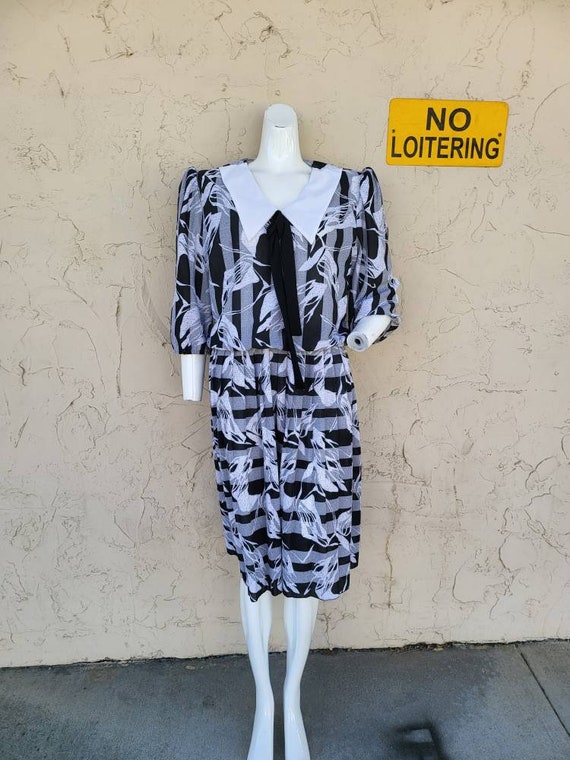 Vintage Black, White, and Gray Secretary Dress