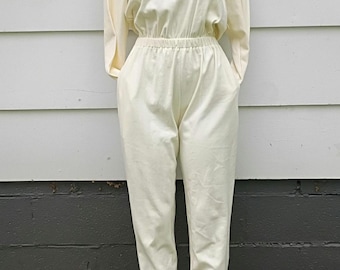Vintage Cream and Gold Jumpsuit Size Medium