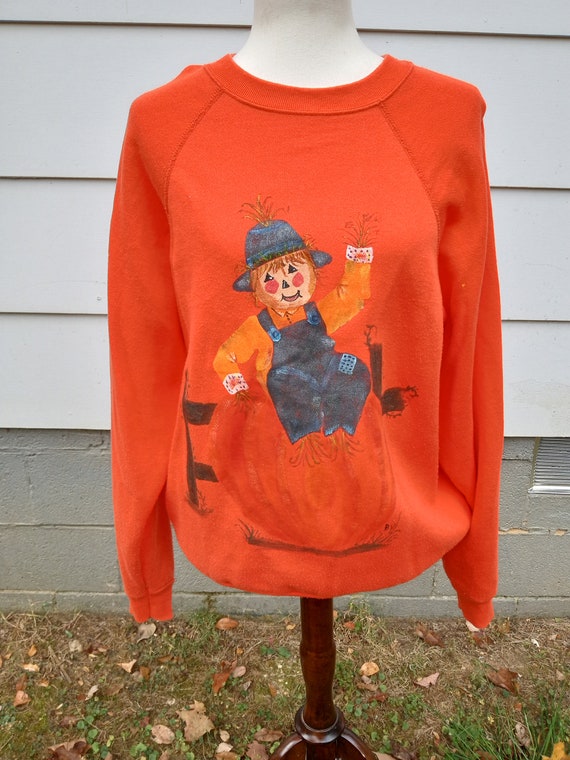 Vintage Scarecrow Fall Sweatshirt Size Large