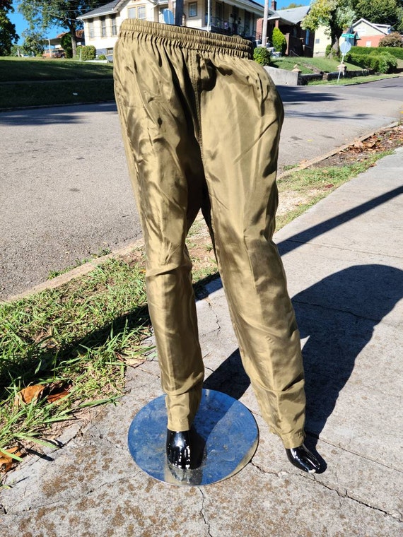 Vintage Dark Taupe Olive Silk Pants - Etsy