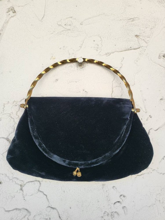 Vintage Black Velvet Handbag