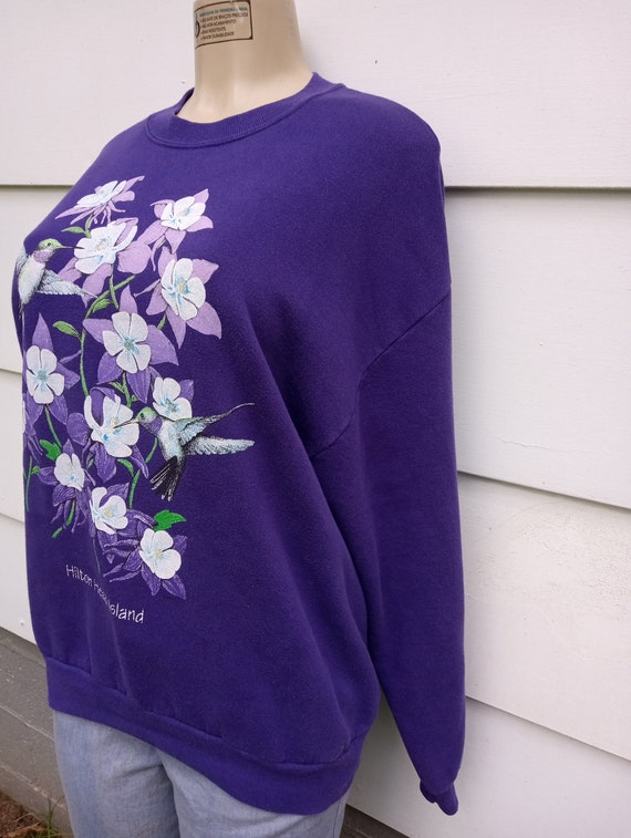 Vintage Purple Floral Sweatshirt Size XL