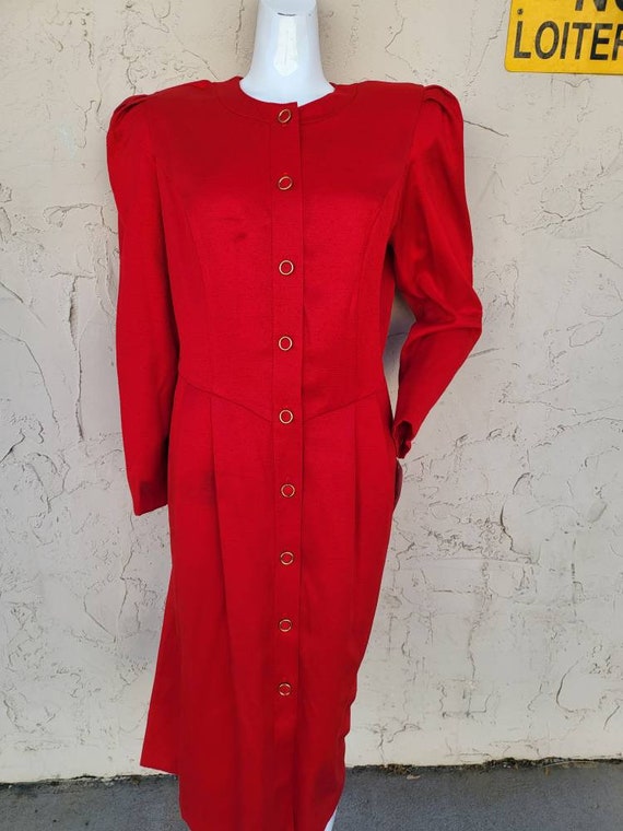 Vintage Deadstock Red Secretary Dress Size 16 - image 2