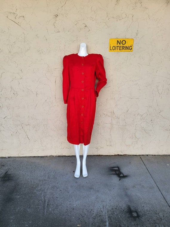 Vintage Deadstock Red Secretary Dress Size 16 - image 1