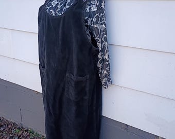 Vintage Black Corduroy Jumper Dress Size 2X