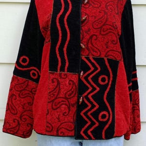 Vintage Black and Red Tapestry Jacket Size Medium