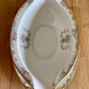 Vintage Noritake Windsor Floral China Gravy Boat Attached Underplate