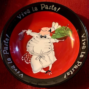 Plato para servir pasta Viva La Pasta de Tracy Flickinger, certificado internacionalmente, de 33 cm de diámetro.