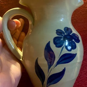 WPF Williamsburg Pottery Factory Stoneware Salt Glaze Creamer Cream Pitcher Flower