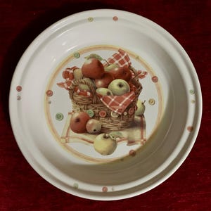 Marjolein Bastin Vintage keramische taartplaat 11 inch appelmand knoppatroon 1997 Keurmerk