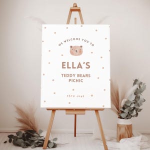 Teddy Bears Picnic Party Welcome sign. Teddy Bear party sign. 1st Birthday welcome sign. Babys Birthday Party Welcome. Teddy Bear Birthday