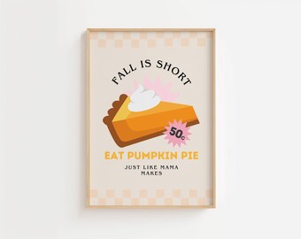 Retro Halloween Eat Pumpkin Pie Print. Halloween Gallery Wall Art Print. Halloween gallery wall. pumpkin decor. Halloween decor. Kitchen Art