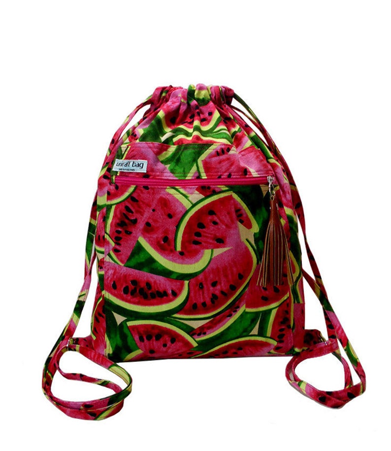 Red watermelon drawstring bagBackpacksTravel bagsSmall BackpackLaptop bag Handmade bagThai bagsport bagSchool bagBUY 2 GET 1 FREE