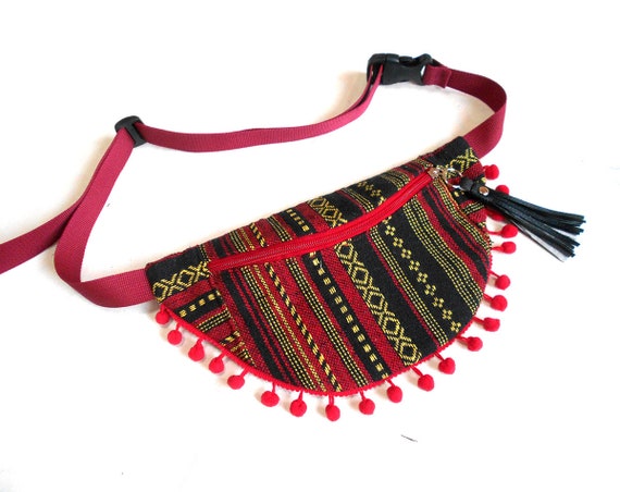 red and black fanny pack