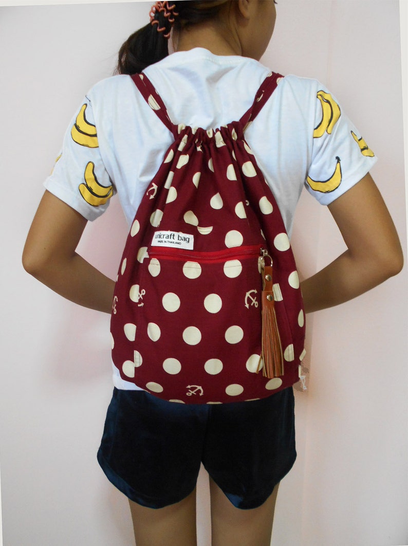 Red watermelon drawstring bagBackpacksTravel bagsSmall BackpackLaptop bag Handmade bagThai bagsport bagSchool bagBUY 2 GET 1 FREE