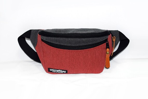 red and black fanny pack