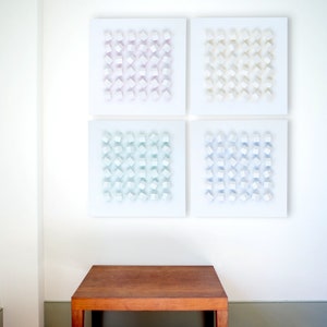 Modern Wall Art Sculpture Block Art Geometric Minimalist Grid Pattern ...
