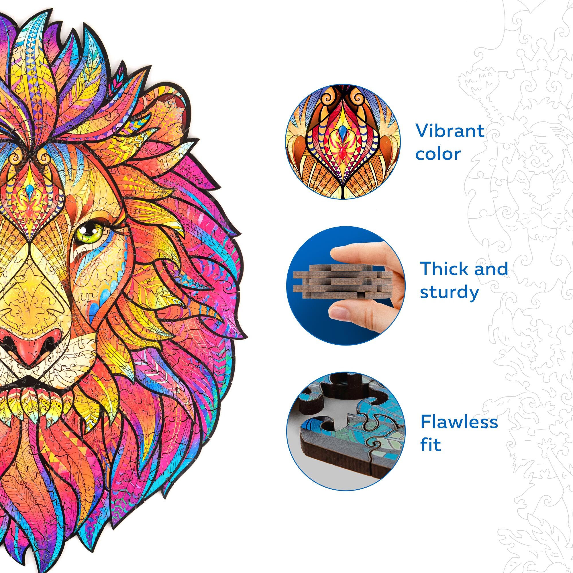 Lion Tic-Tac Puzzles 20 Pièces Bébé Enfant éveil puzzle en bois Jouet Animaux sauvages 