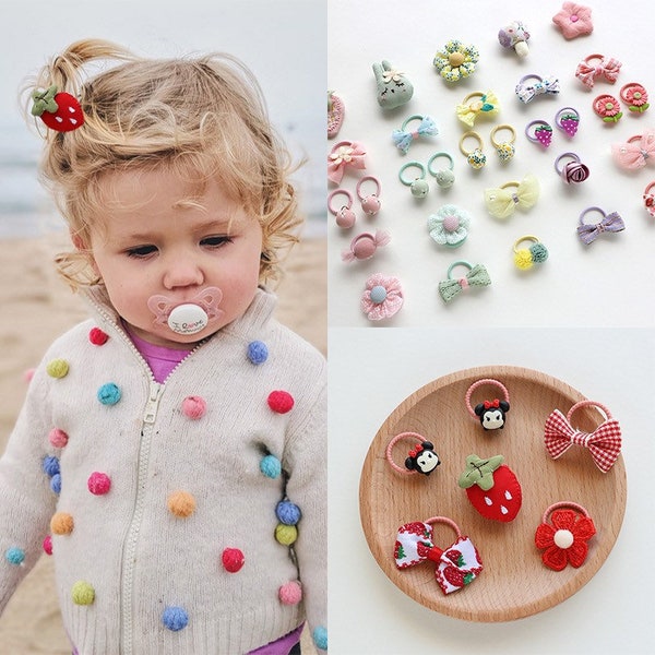 Set van 6 zachte babyhaarbanden, peuterhaarbanden, babyhaarelastiekjes, peuterhaarelastiekjes, babyhaaraccessoires, peuterhaaraccessoires