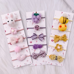 Set of 5 Felt Baby Hair Ties, Toddler Hair Ties, Baby Hair Bows, Toddler Hair Bows, Baby Hair Accessories, Toddler Hair Accessories