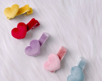 Samt Herz Baby Clips | Kleine Baby Haarspangen | Sanfte Accessoires für Babys und Kleinkinder | Weihnachtsgeschenke| Weihnachtsgeschenk