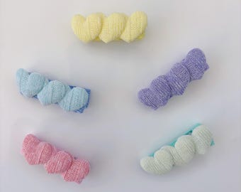 Zachte babyhaarspeldjes: set van 5 volledig gevoerde pastelkleurige hartclips voor baby's en peuters met dun haar