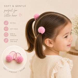 2er-Set Haargummis mit Teddyfellbommel | Weiche Haargummis | Sanftes Accessoire für Babys und Kleinkinder | Weihnachtsgeschenk | Kleine Aufmerksamkeiten für den Nikolausstiefel