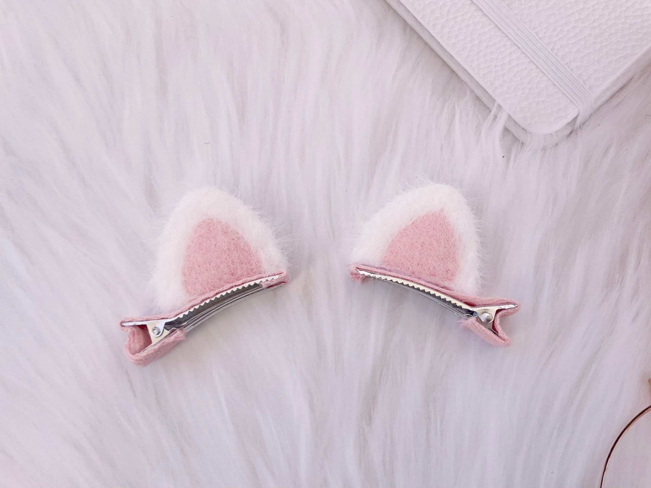 Bandeau d'oreilles de chat blanc ou pinces à cheveux Purrfect pour