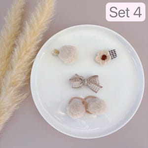 Set of 5 Neutral Baby Hair Accessories, Toddler Hair Clips, Baby Hair Ties, Toddler Hair Ties, Baby Hair Accessories, Baby Hair Clips