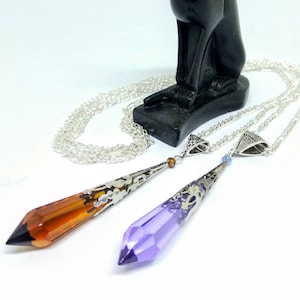 Fantasy pendant - elvish necklace with crystal prism pendant and long chain