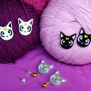 Sailor Moon inspired resin earrings: Luna, Artemis and Diana cat stud earrings - 1 pair