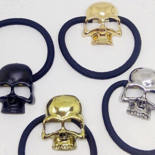 Metallic Skull Hair Tie Horror Skull Ponytail Cord - Etsy Metallic Skull Hair Tie Horror Skull Ponytail Cord - Etsy