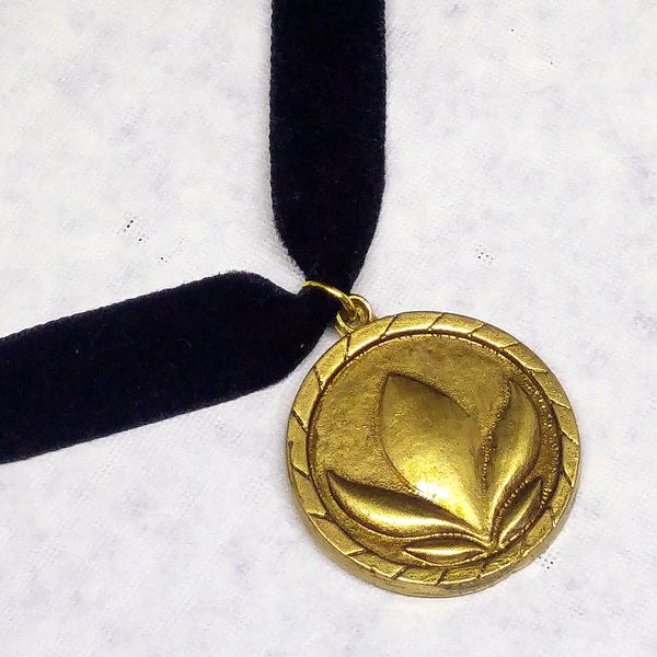 Pendentif inspiré d'Anna de La Reine des Neiges, collier en velours noir avec médaille en résine dorée