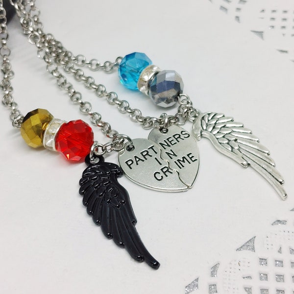 Partners in Crime: friendship pendants inspired by Good Omens, Crowley & Aziraphale, Ineffable Husbands