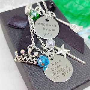 Wicked - For Good, hand stamped friendship pendants with quotes from the musical