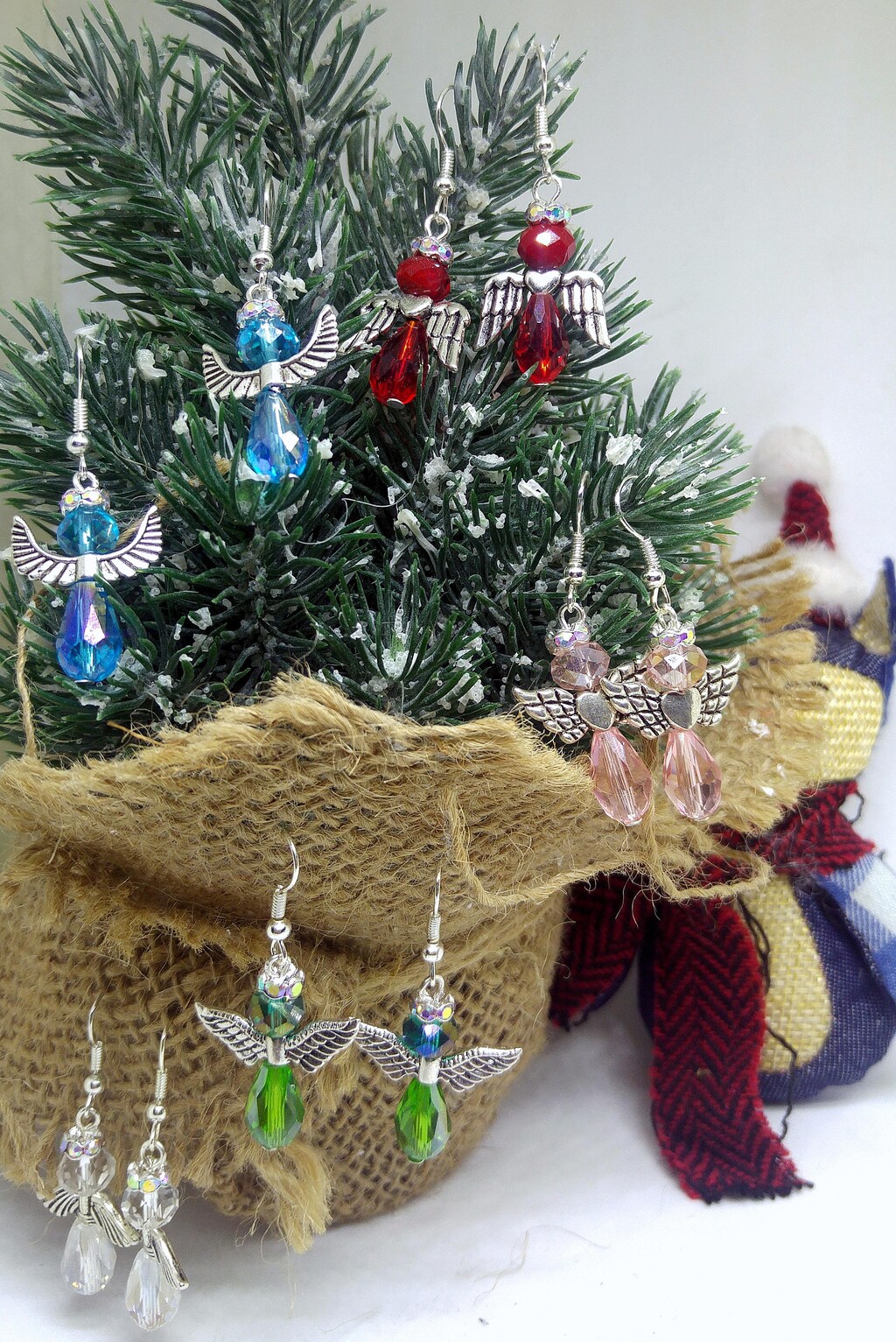Orecchini Di Natale In Argento 925 Con Alce E Alberello – Ipoallergenici, Per Donna, Regalo In Confezione Velluto