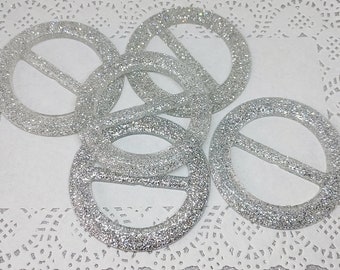 Fermaglio per sciarpa in acrilico trasparente glitterati argento