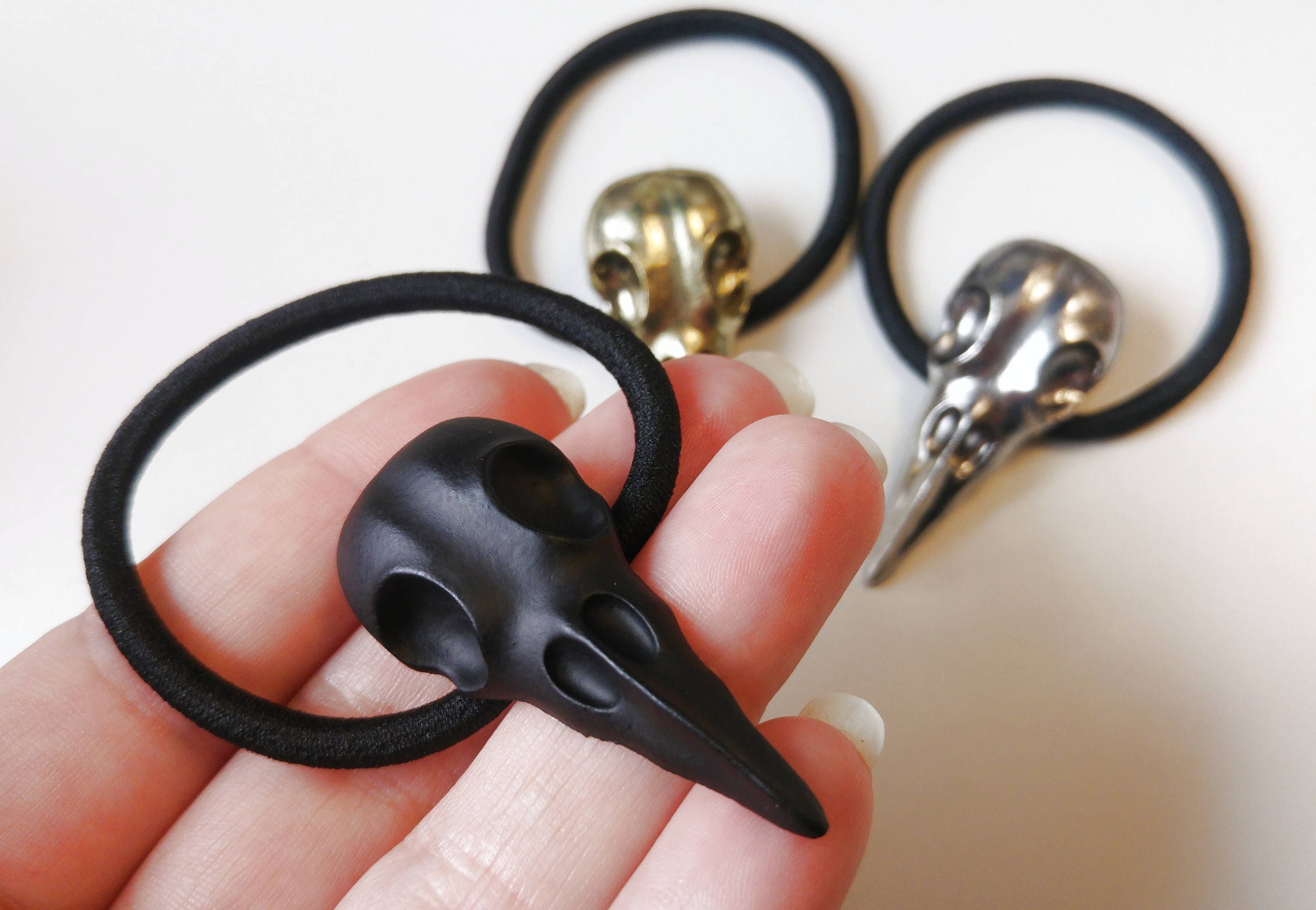 Ciondolo A Forma Di Teschio Di Corvo In Argento 925 Fatto A Mano - Foto 8