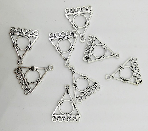 Boucles D'oreilles Pendantes Argentées - 5 Anneaux - Neuf Sans Emballage